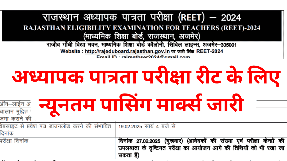 REET Pre Passing Marks 2025